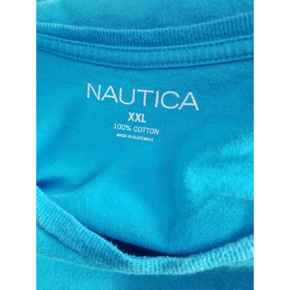 Nautica Fish Responsibly T Shirt Hawaiian Blue Short Sleeve Back Logo XXL Cotton - Picture 12 of 12